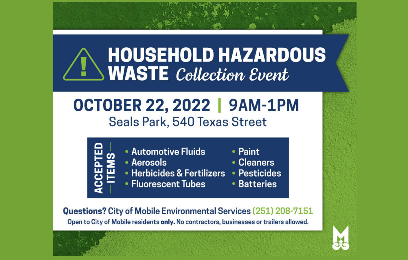 HOUSEHOLD HAZARDOUS WASTE COLLECTIONS EVENT